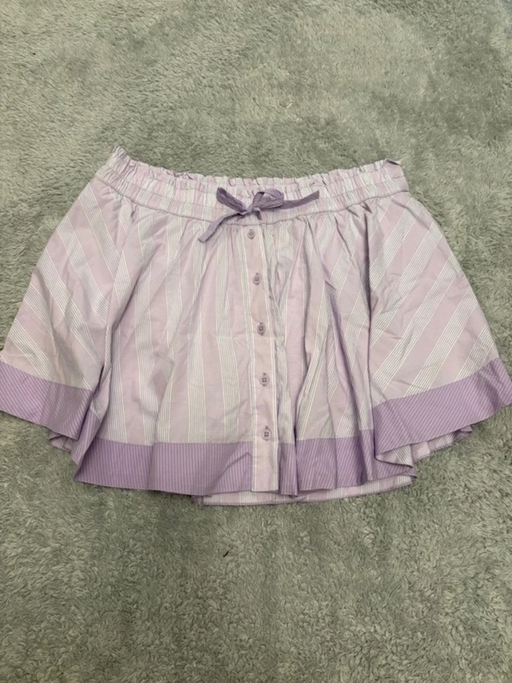 Light Lavender Striped Off-Shoulder Skirt